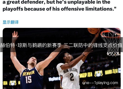 赫伯特·琼斯与鹈鹕的新赛季 三二联防中的锋线支点价值